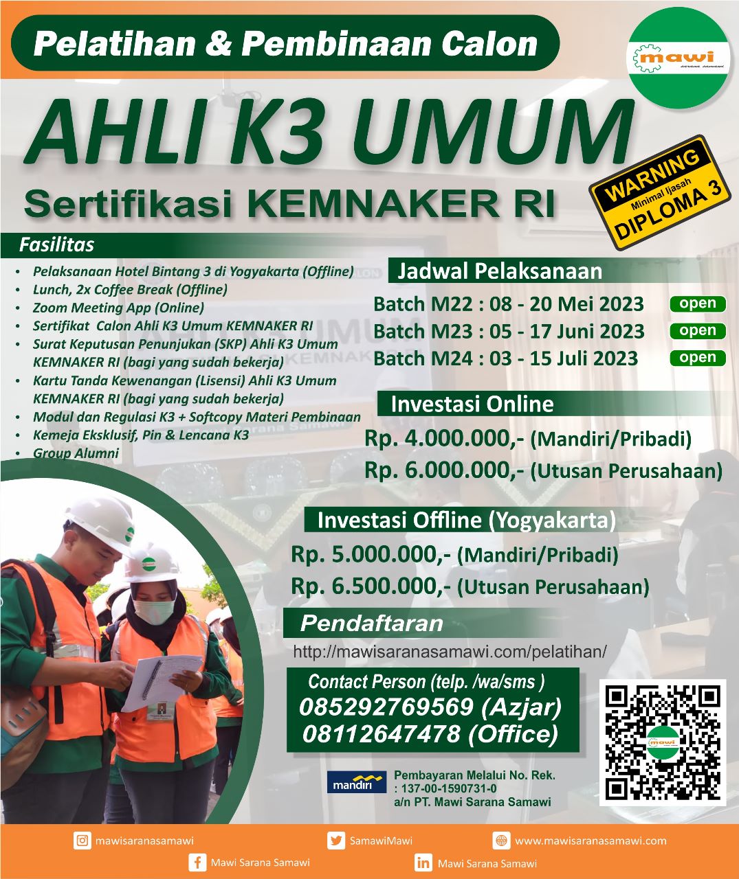 Batch M22 - M24 : Ahli K3 Umum Kemnaker RI